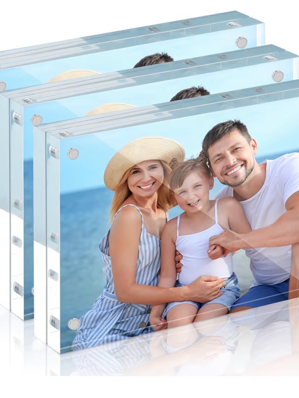 HOUSE DAY Acrylic Picture Frames 5x7, 3 Pack Magnetic 5x7 Picture Frame, Double